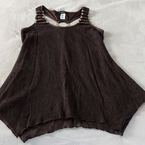Free with purchase! Cocomo Chocolate Brown Lace Overlay Casual Tank Top
